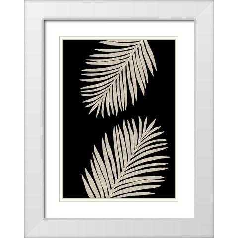 Palm Leaves White Modern Wood Framed Art Print with Double Matting by 1x Studio