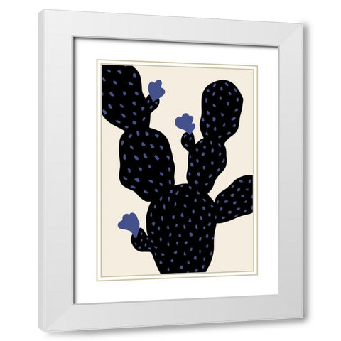 Prickly Pear Cactus White Modern Wood Framed Art Print with Double Matting by 1x Studio
