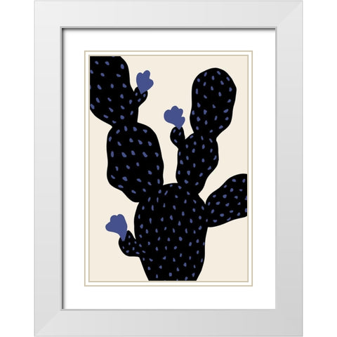 Prickly Pear Cactus White Modern Wood Framed Art Print with Double Matting by 1x Studio
