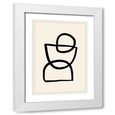 Shape 04 White Modern Wood Framed Art Print with Double Matting by 1x Studio