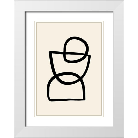Shape 04 White Modern Wood Framed Art Print with Double Matting by 1x Studio
