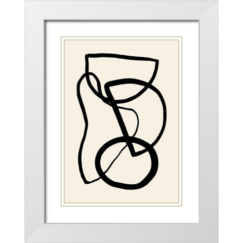 Shape 05 White Modern Wood Framed Art Print with Double Matting by 1x Studio