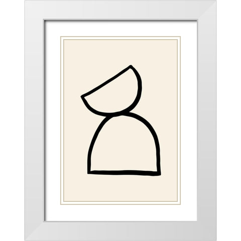 Shape 08 White Modern Wood Framed Art Print with Double Matting by 1x Studio