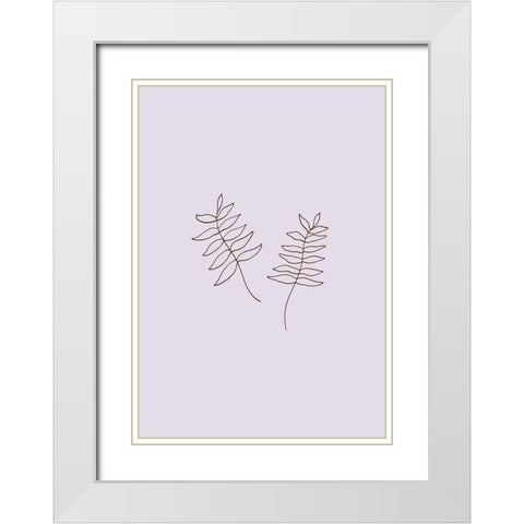 Two Twigs White Modern Wood Framed Art Print with Double Matting by 1x Studio