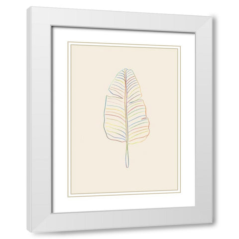 Banana Rainbow Leaf White Modern Wood Framed Art Print with Double Matting by 1x Studio