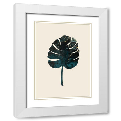 Monstera Marble Green White Modern Wood Framed Art Print with Double Matting by 1x Studio