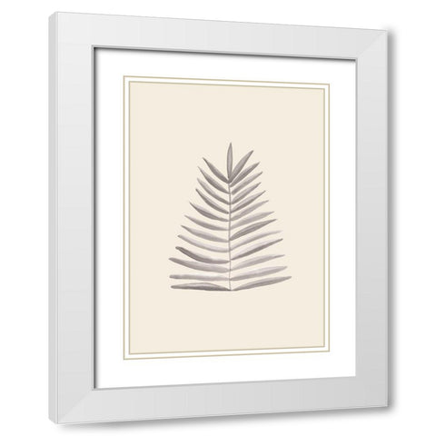 Palm Leaf Ink White Modern Wood Framed Art Print with Double Matting by 1x Studio