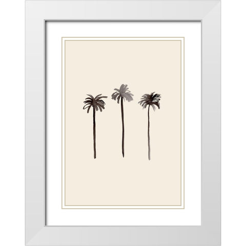 Palm Trees Ink White Modern Wood Framed Art Print with Double Matting by 1x Studio