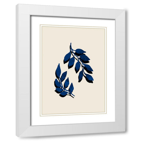 Blue Twig Brush White Modern Wood Framed Art Print with Double Matting by 1x Studio