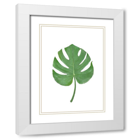 Monstera Aqua 07 White Modern Wood Framed Art Print with Double Matting by 1x Studio II