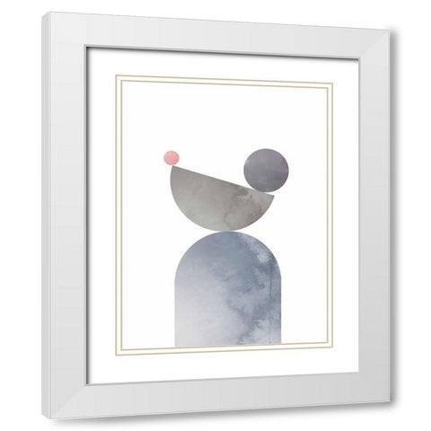Geometrical Shapes 01 White Modern Wood Framed Art Print with Double Matting by 1x Studio II