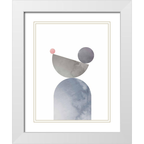 Geometrical Shapes 01 White Modern Wood Framed Art Print with Double Matting by 1x Studio II