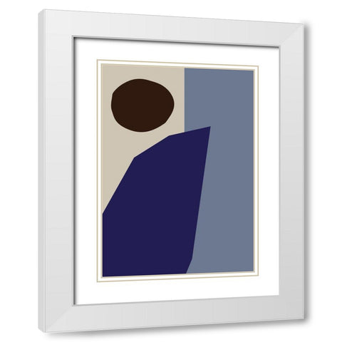 Color Blocks 02 Blue White Modern Wood Framed Art Print with Double Matting by 1x Studio
