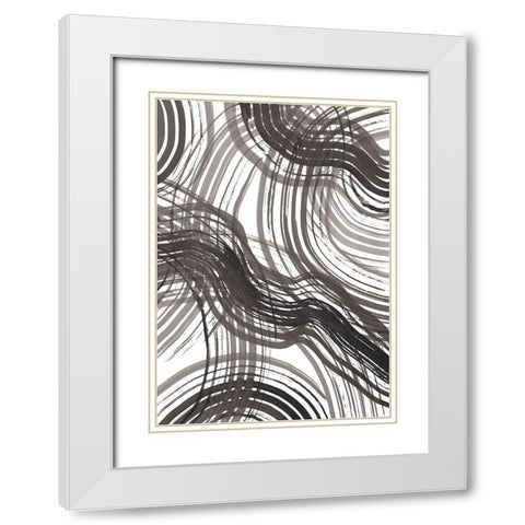 Abstract Ink White Modern Wood Framed Art Print with Double Matting by 1x Studio