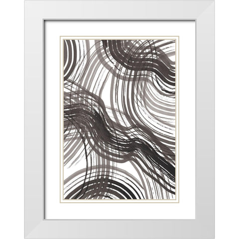 Abstract Ink White Modern Wood Framed Art Print with Double Matting by 1x Studio