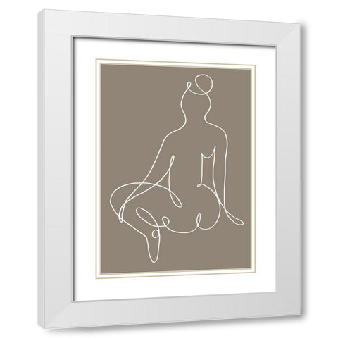 Sitting Down 02 White Modern Wood Framed Art Print with Double Matting by 1x Studio II