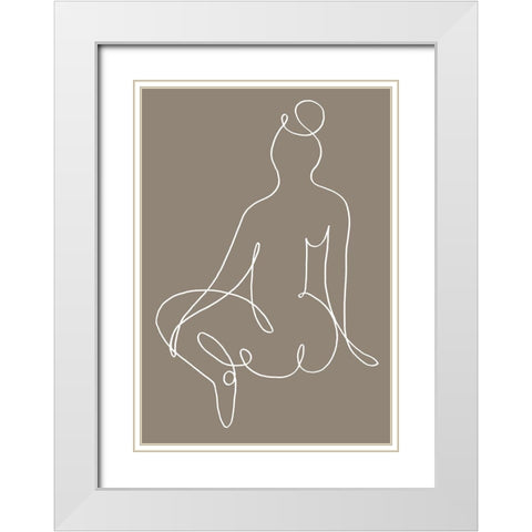 Sitting Down 02 White Modern Wood Framed Art Print with Double Matting by 1x Studio II