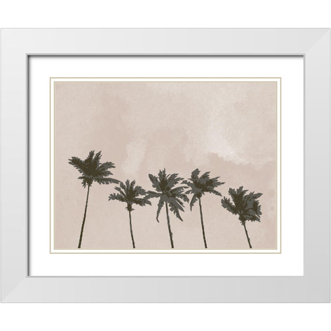 Windy Palm Trees White Modern Wood Framed Art Print with Double Matting by 1x Studio II