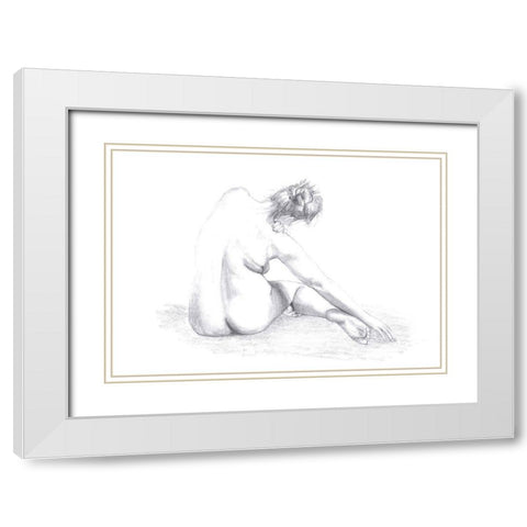 Sketch of a Woman White Modern Wood Framed Art Print with Double Matting by 1x Studio II