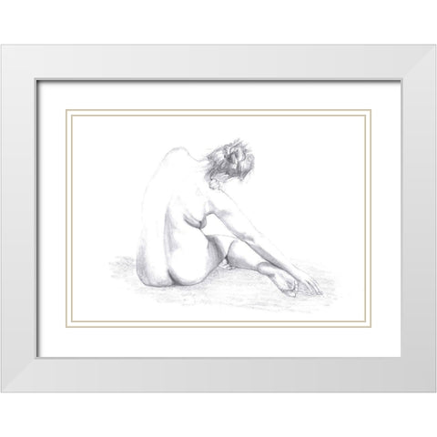 Sketch of a Woman White Modern Wood Framed Art Print with Double Matting by 1x Studio II