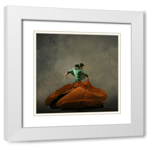The Girl A Dance White Modern Wood Framed Art Print with Double Matting by Hasheminasab, Moein