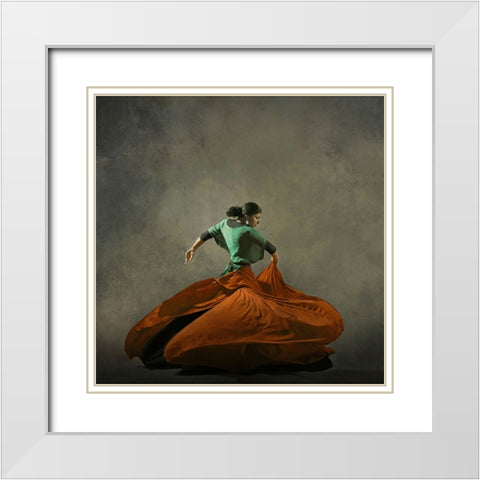 The Girl A Dance White Modern Wood Framed Art Print with Double Matting by Hasheminasab, Moein