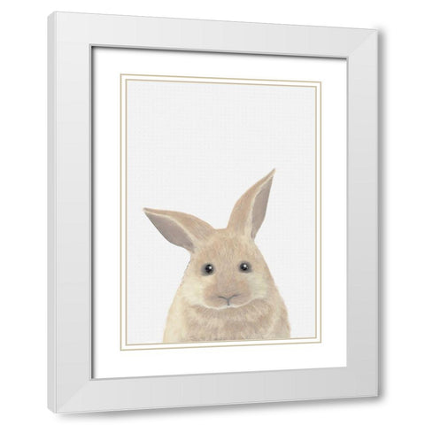 Rabbit White Modern Wood Framed Art Print with Double Matting by 1x Studio II