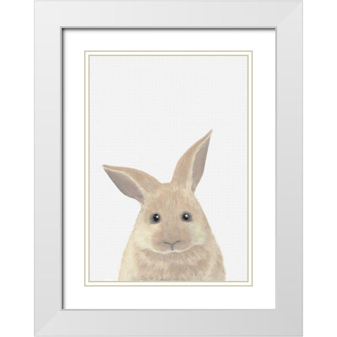 Rabbit White Modern Wood Framed Art Print with Double Matting by 1x Studio II