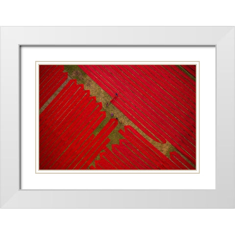 Red Cloths White Modern Wood Framed Art Print with Double Matting by Khan Ronnie, Azim