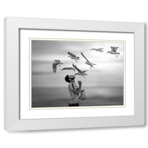Transcendent Love White Modern Wood Framed Art Print with Double Matting by Yu Wu, Irene