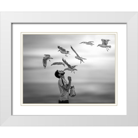 Transcendent Love White Modern Wood Framed Art Print with Double Matting by Yu Wu, Irene