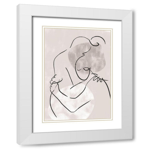 The Hug White Modern Wood Framed Art Print with Double Matting by 1x Studio II