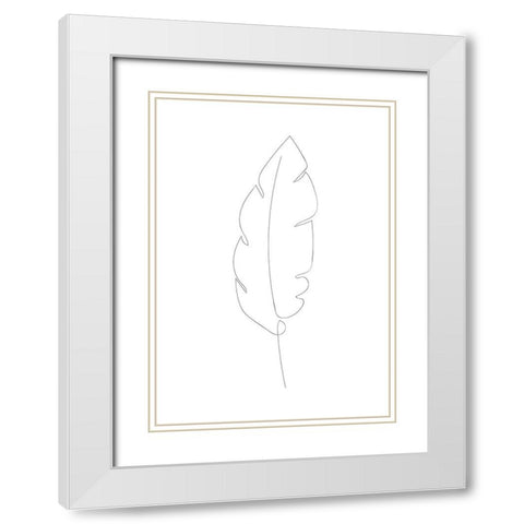 Banana Leaf White Modern Wood Framed Art Print with Double Matting by 1x Studio II