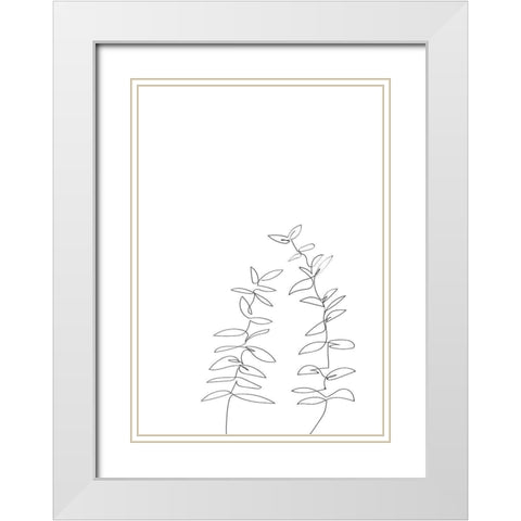 Branches White Modern Wood Framed Art Print with Double Matting by 1x Studio II