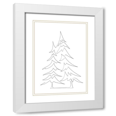Pine Trees White Modern Wood Framed Art Print with Double Matting by 1x Studio II
