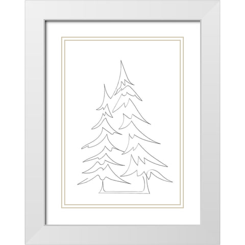 Pine Trees White Modern Wood Framed Art Print with Double Matting by 1x Studio II