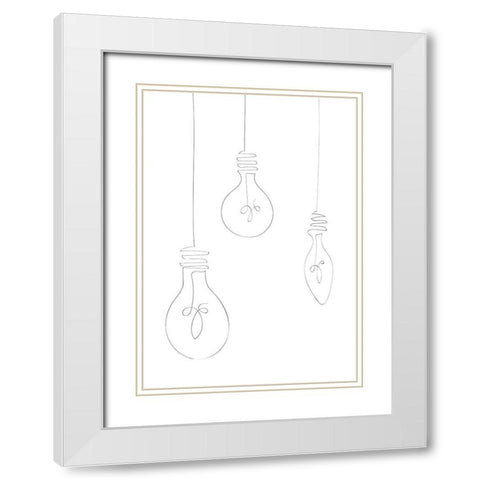 Light Bulbs White Modern Wood Framed Art Print with Double Matting by 1x Studio II