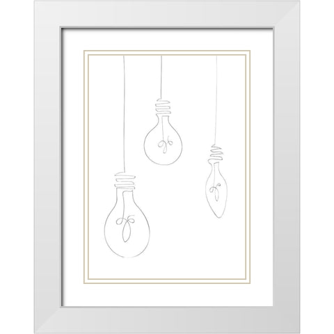 Light Bulbs White Modern Wood Framed Art Print with Double Matting by 1x Studio II