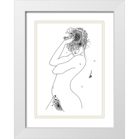 Flower Girl White Modern Wood Framed Art Print with Double Matting by 1x Studio II