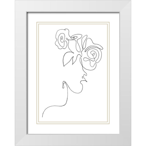 Flowerhead White Modern Wood Framed Art Print with Double Matting by 1x Studio II