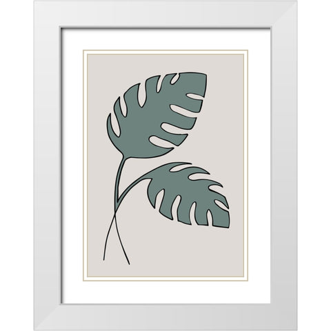 Monstera Cross White Modern Wood Framed Art Print with Double Matting by 1x Studio II