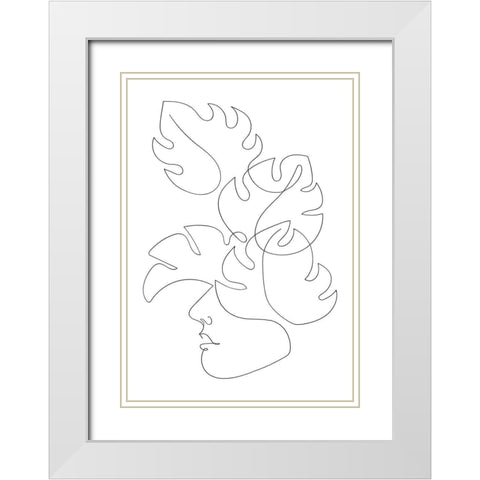Monstera Crown White Modern Wood Framed Art Print with Double Matting by 1x Studio II