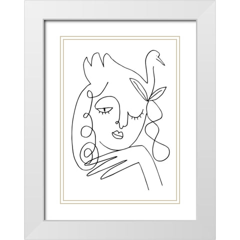 White Swan White Modern Wood Framed Art Print with Double Matting by 1x Studio II