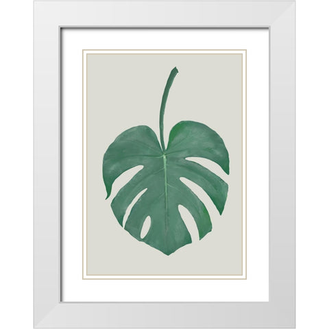 Monstera Aqua 05 White Modern Wood Framed Art Print with Double Matting by 1x Studio II