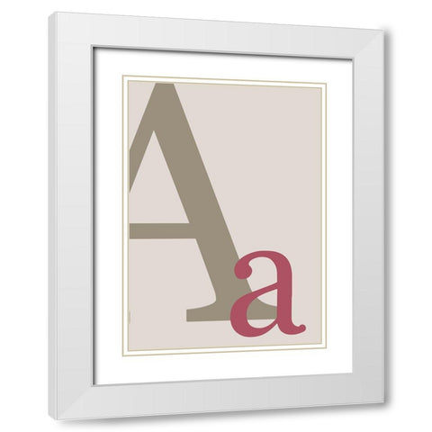 Letter A White Modern Wood Framed Art Print with Double Matting by 1x Studio II
