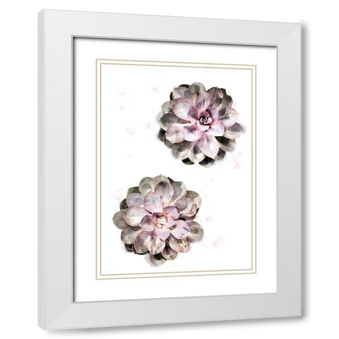 Succulent 02 White Modern Wood Framed Art Print with Double Matting by 1x Studio II