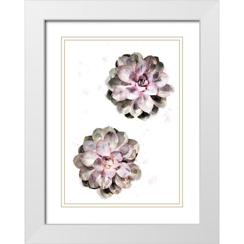 Succulent 02 White Modern Wood Framed Art Print with Double Matting by 1x Studio II