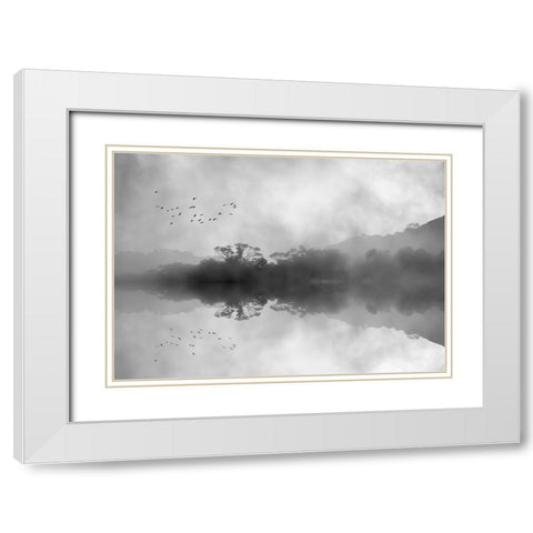Misty Reflections White Modern Wood Framed Art Print with Double Matting by Hammer, Jacqueline