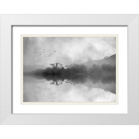 Misty Reflections White Modern Wood Framed Art Print with Double Matting by Hammer, Jacqueline