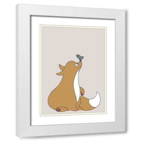 The Fox White Modern Wood Framed Art Print with Double Matting by 1x Studio II
